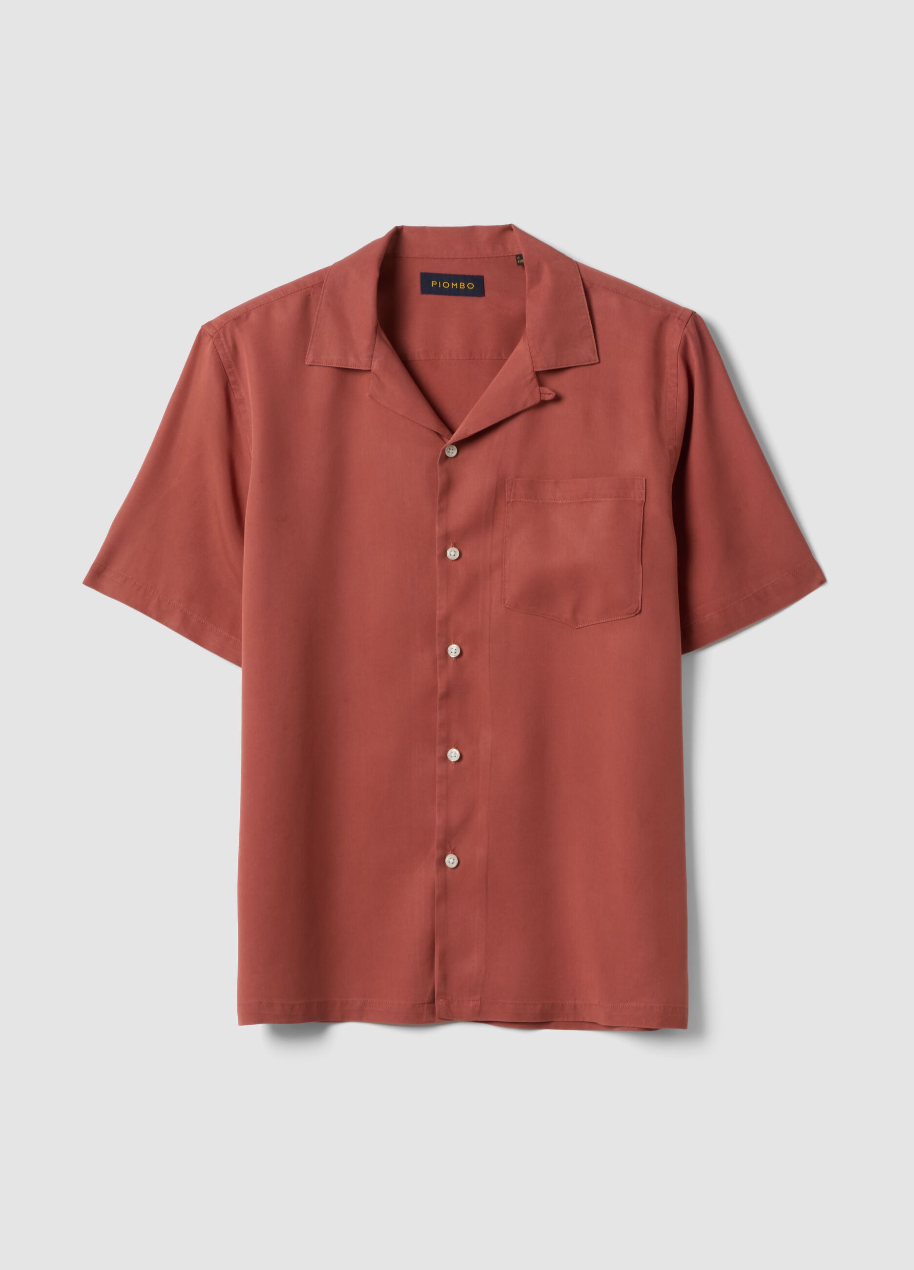 Camicia rossa a maniche corte in puro lyocell