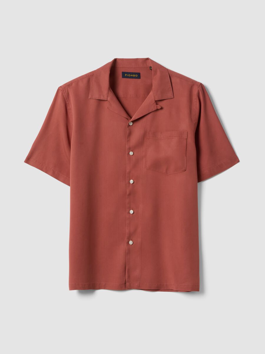 Camicia rossa a maniche corte in puro lyocell_0