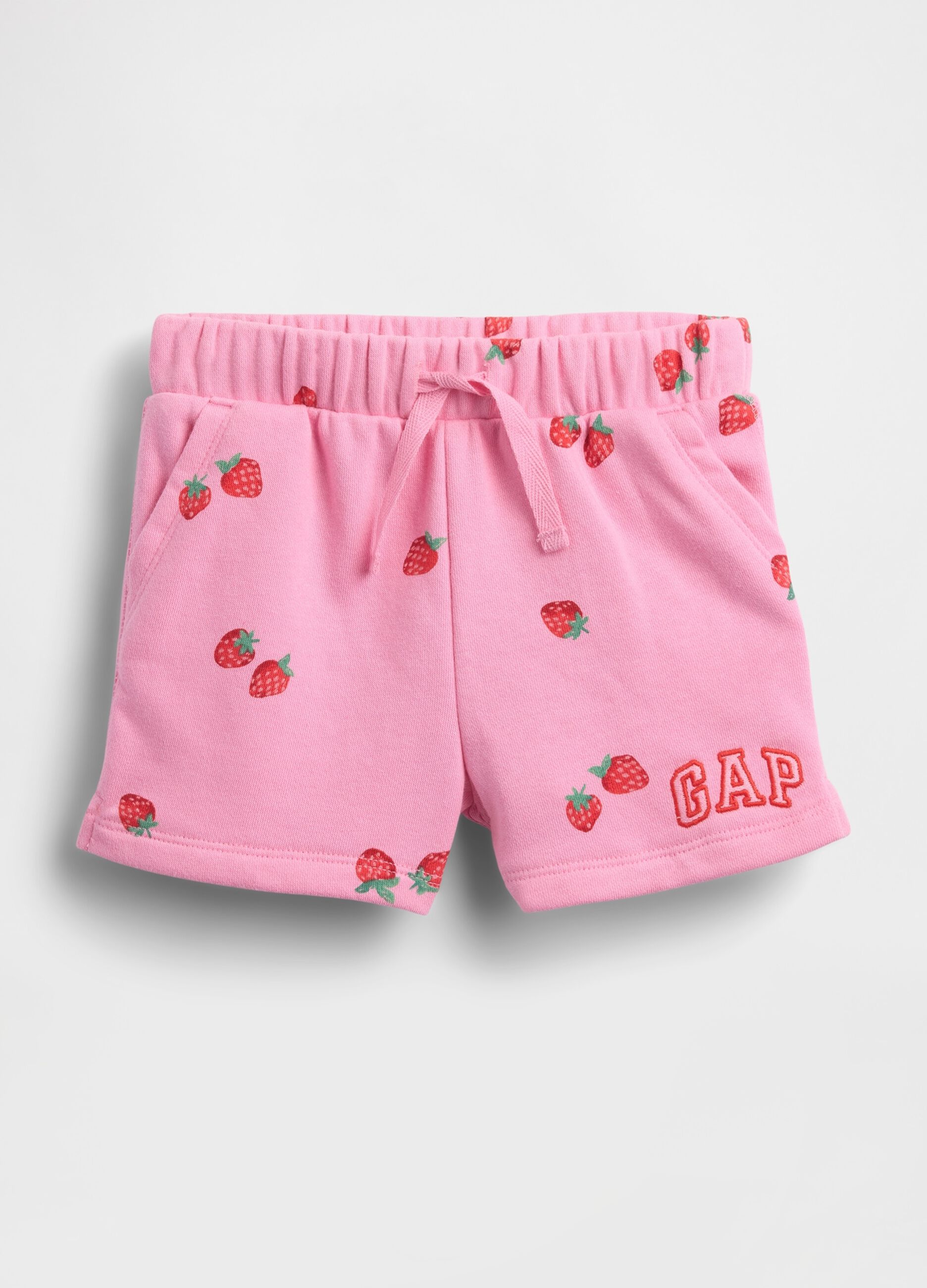 Cotton-blend shorts with strawberry print