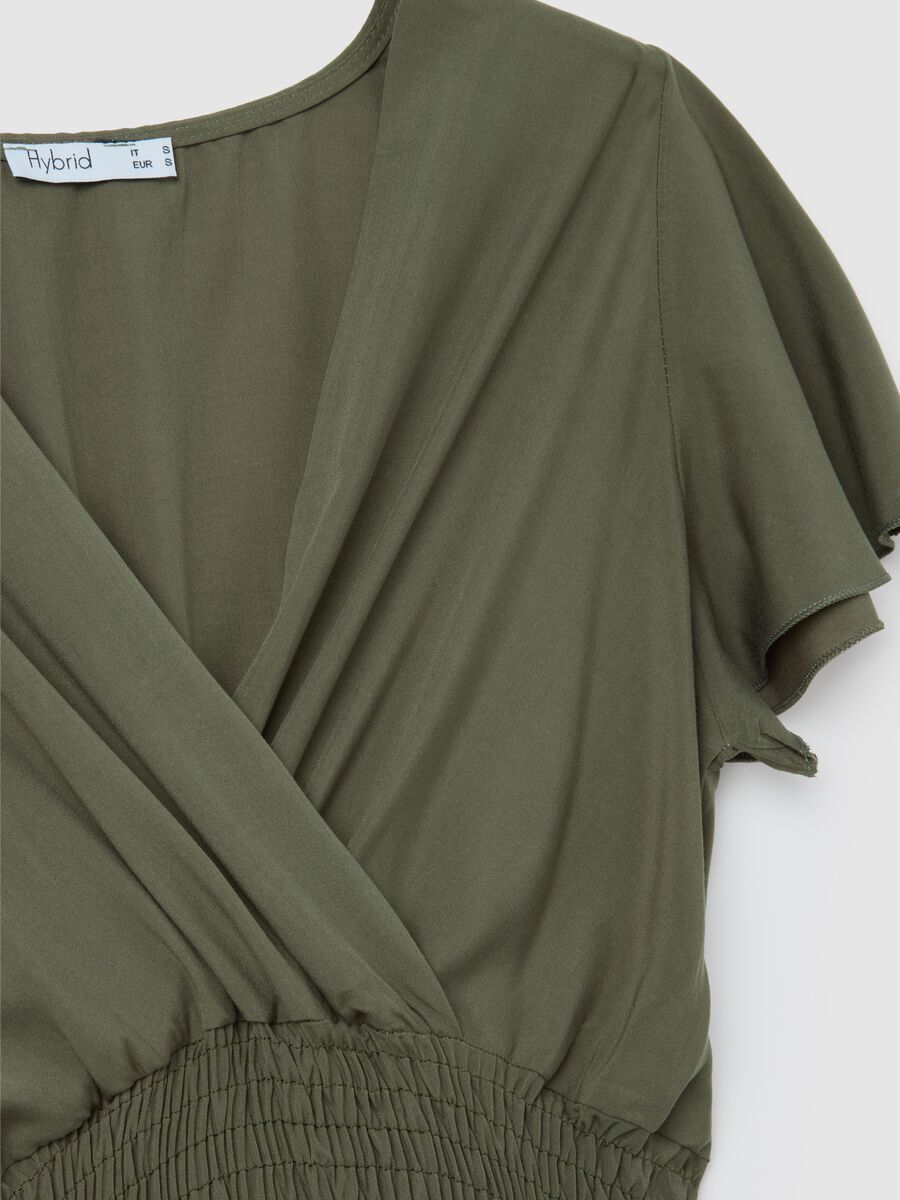 Abito lungo da donna in puro viscosa verde regular fit_1