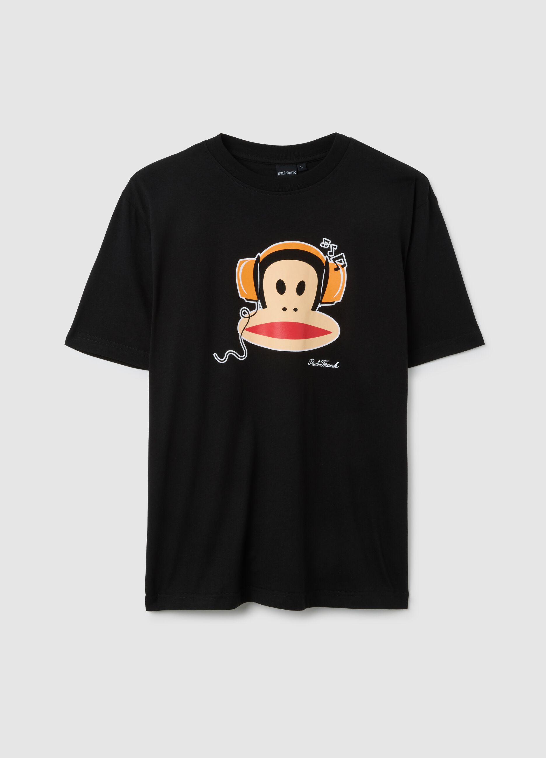Black short-sleeve T-shirt in pure cotton regular fit