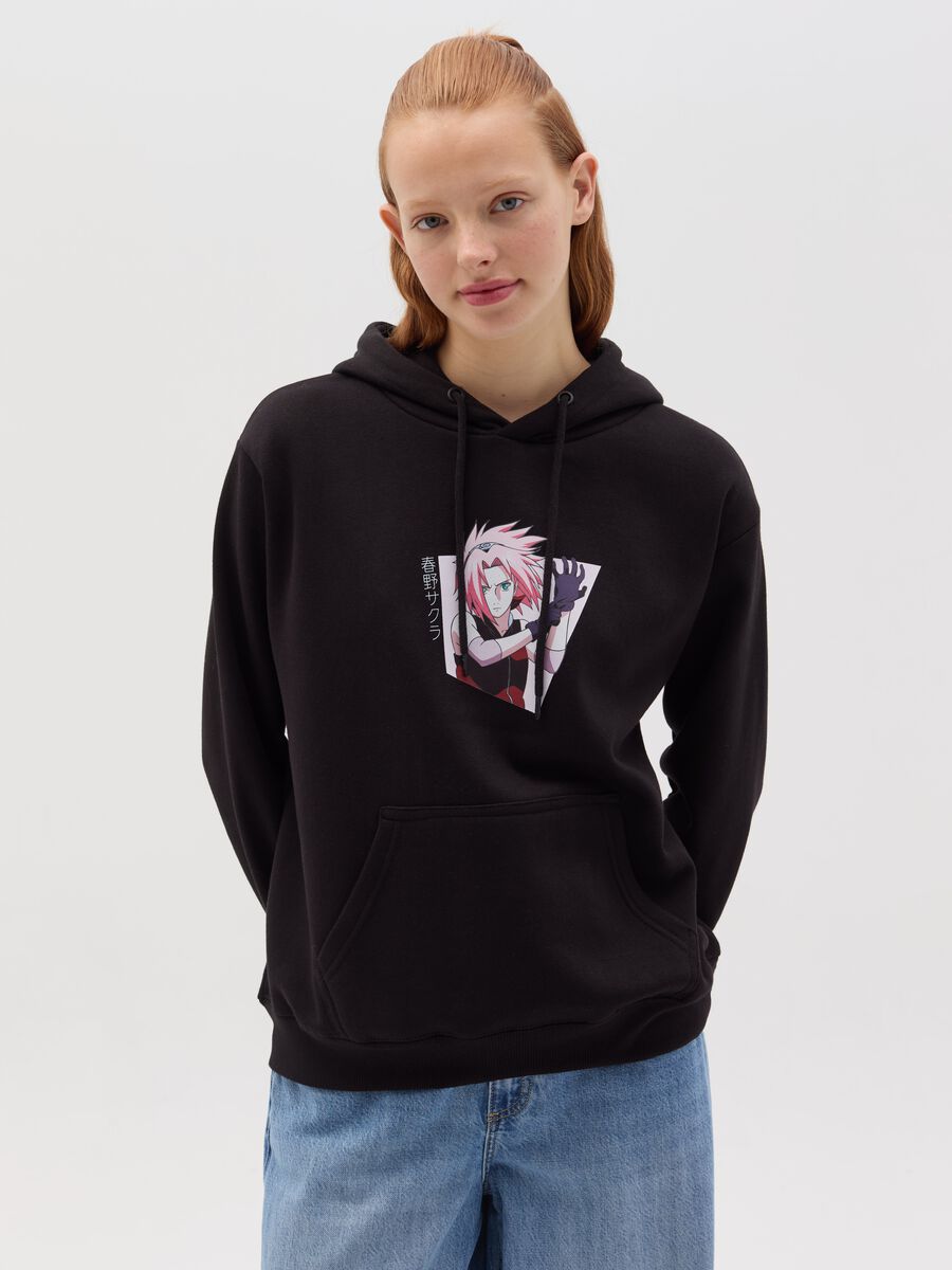 Sweatshirt with hood and Sakura print_0
