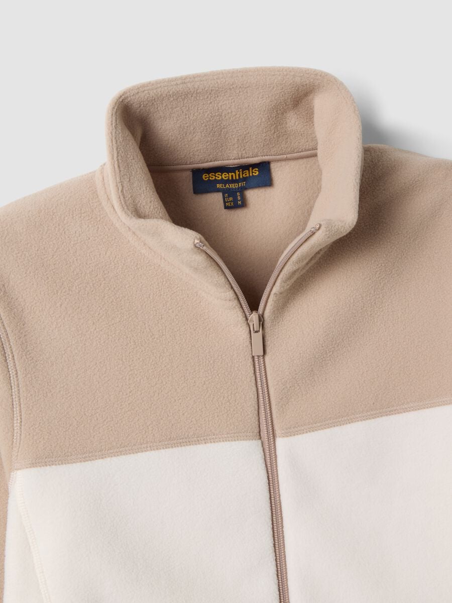 Felpa beige chiaro con zip relaxed fit_1