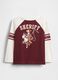 White and burgundy long-sleeve top for children_1