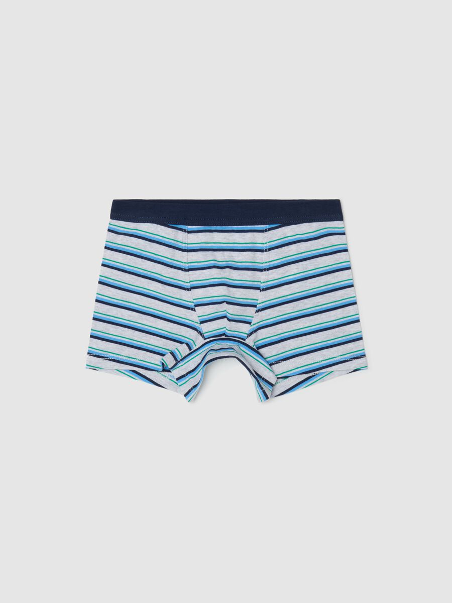 Boxer midi in cotone stretch a righe_0