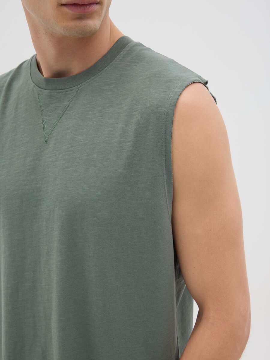 Men's Green Pure Cotton Vest - Relaxed Fit_2