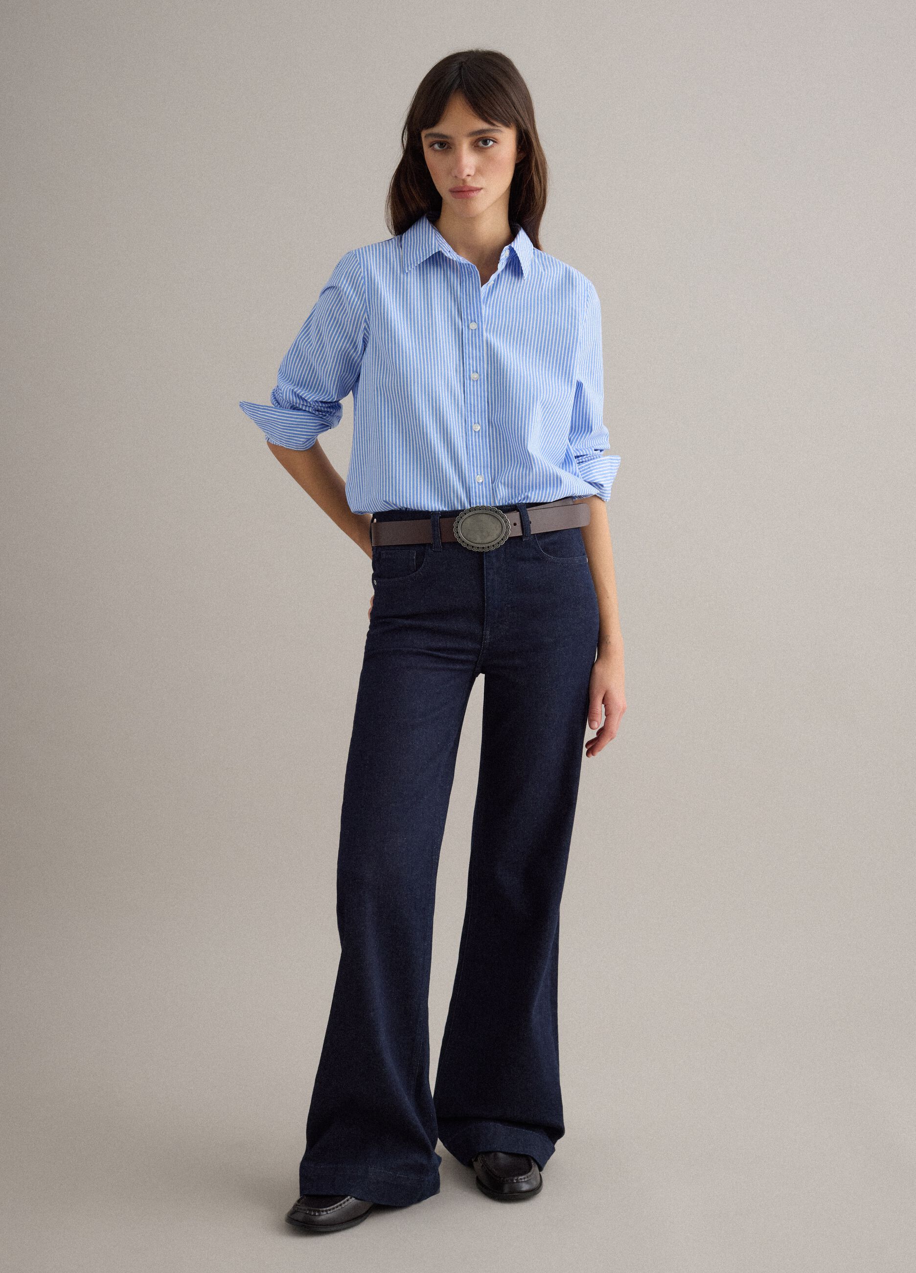 Blue bootcut jeans in stretch cotton