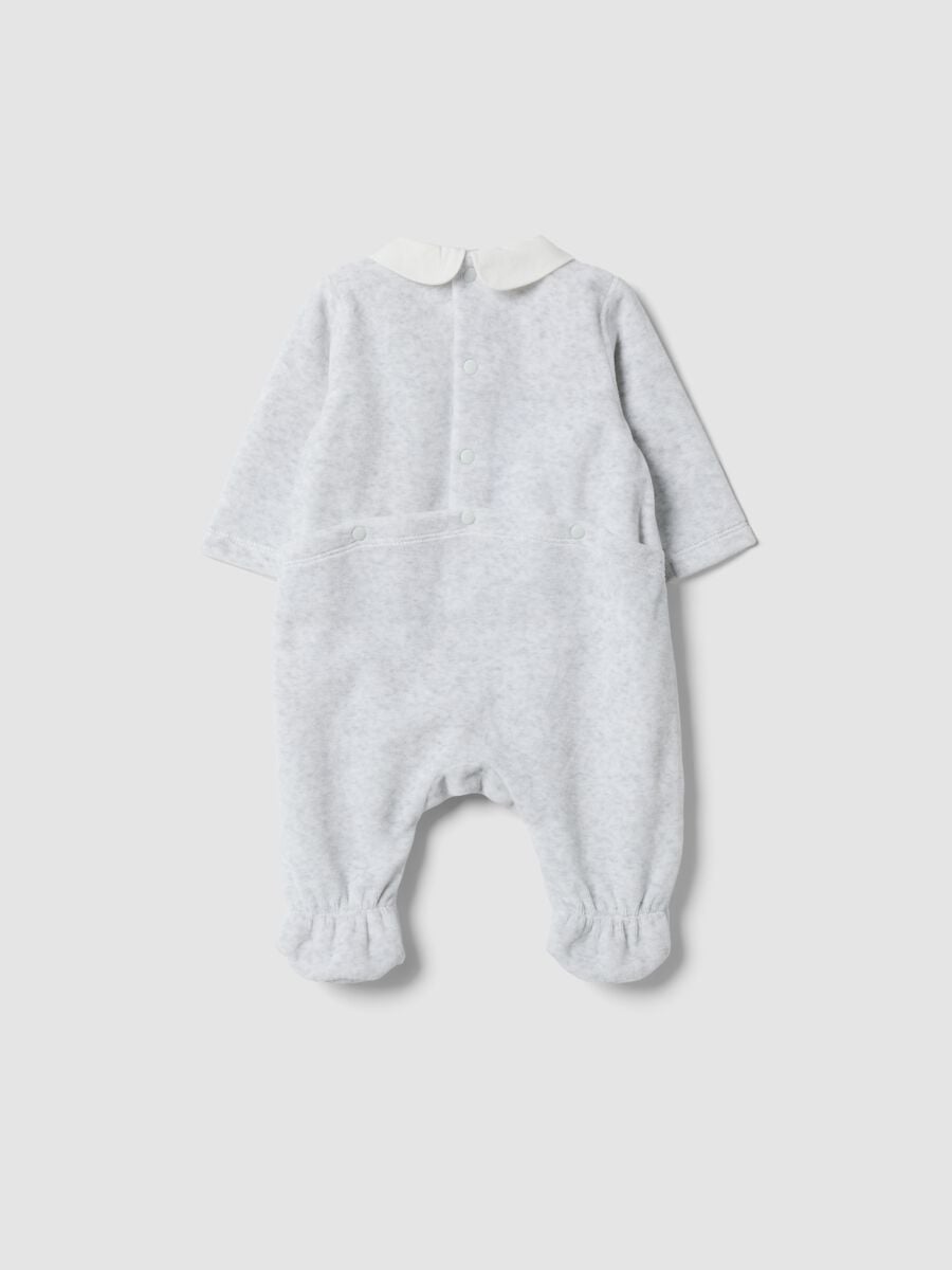 Grey organic cotton blend sleepsuit with collar_1