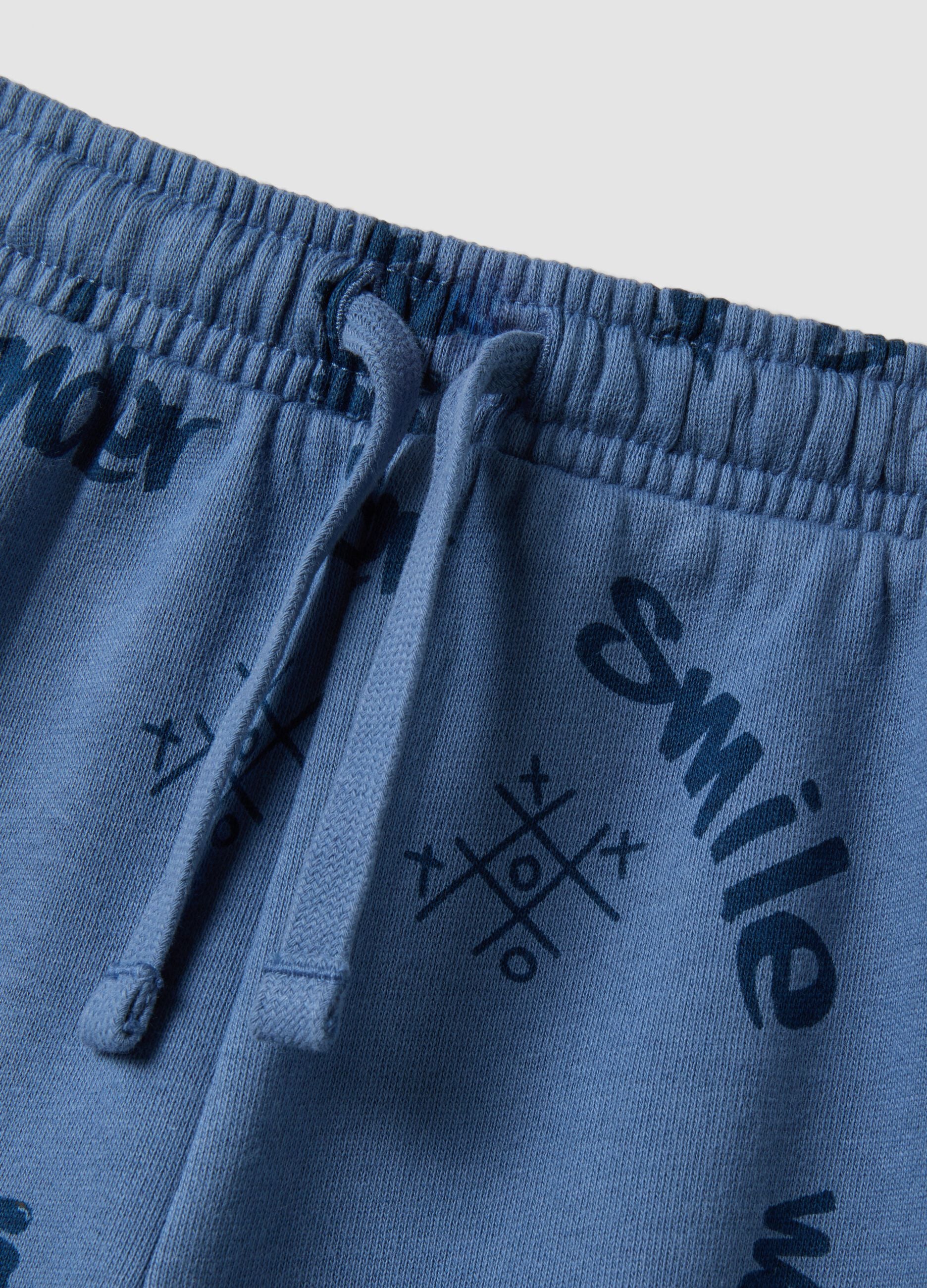 Sky-blue pure cotton joggers for boys, comfort fit