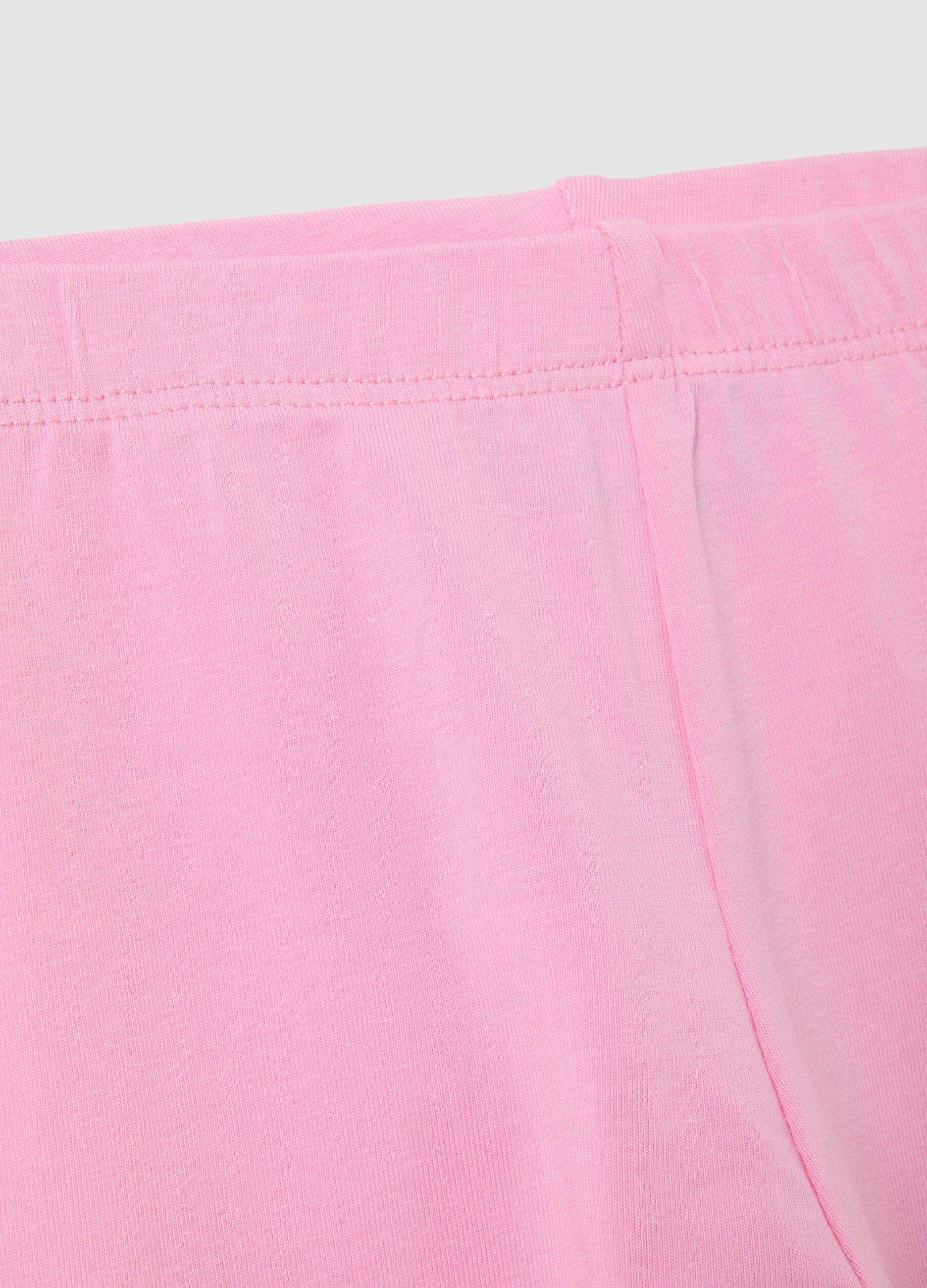 Girls' Pink Cotton Skinny Fit Shorts