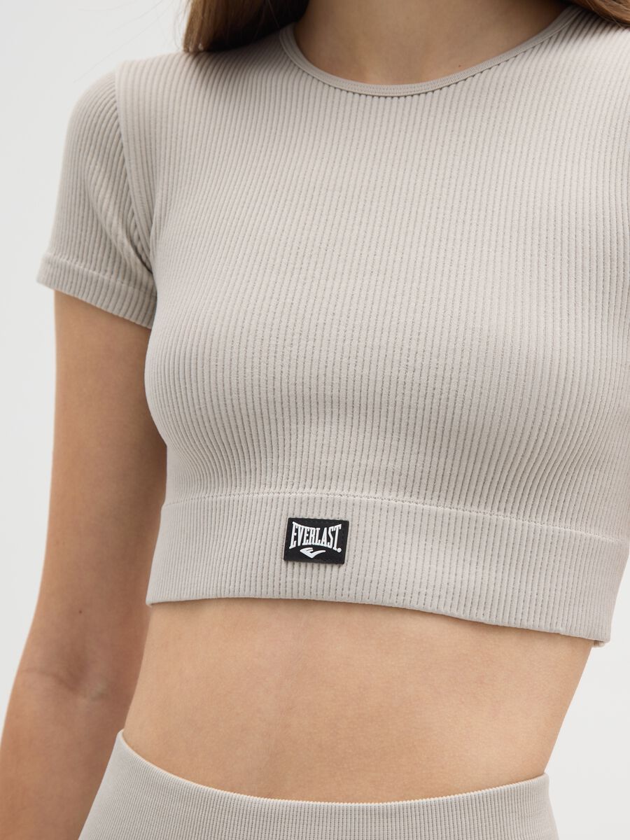 T-shirt in tessuto elasticizzato beige regular fit_3