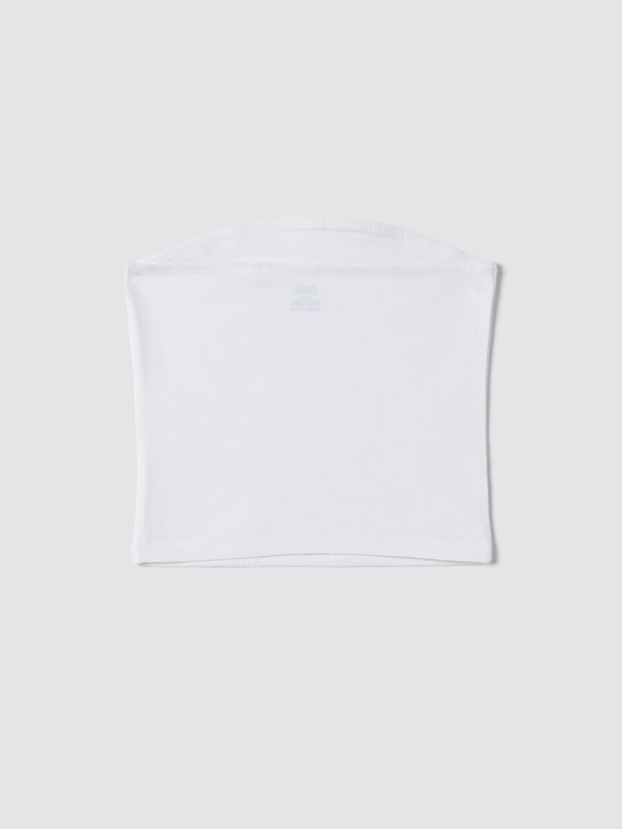 Top fitted a fascia bianco in cotone elasticizzato da ragazza_4