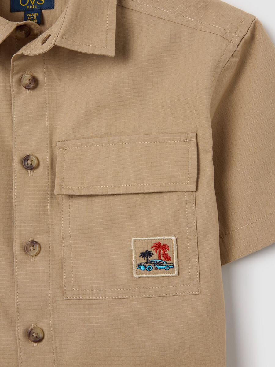 Children's shirt in pure beige cotton over_3