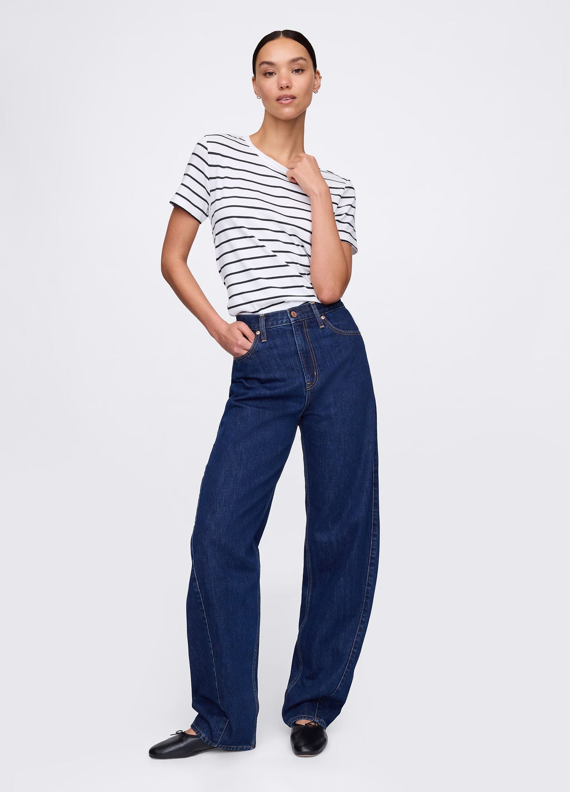 Black and white striped T-shirt in cotton