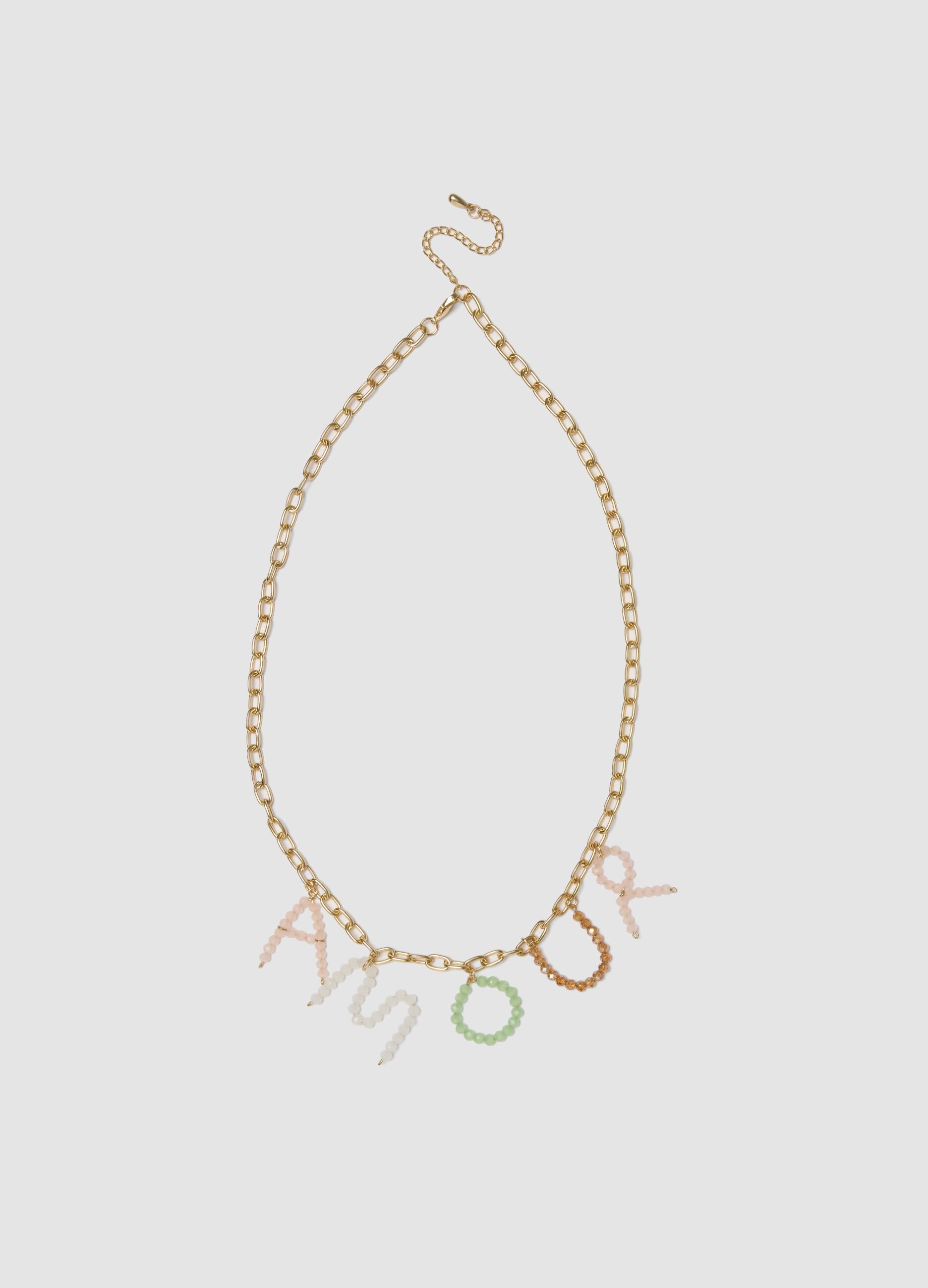 Multicoloured necklace with lettering