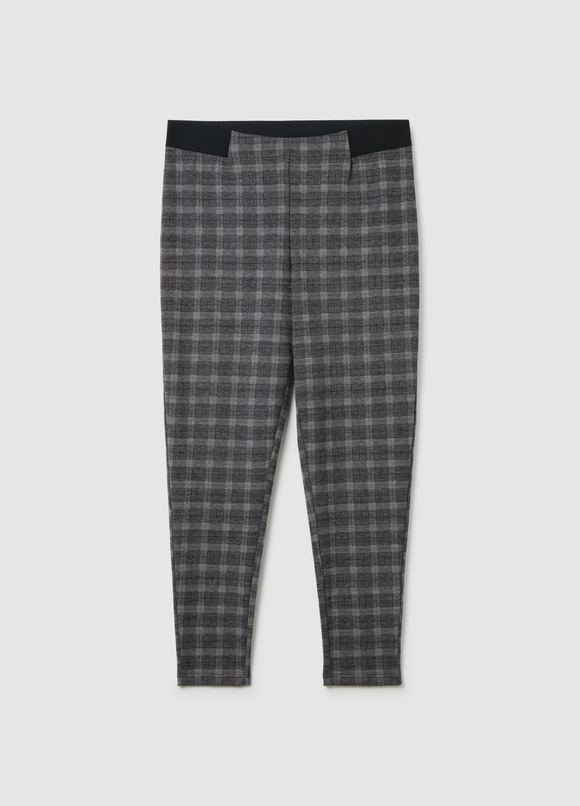 Multicoloured Plaid Slim Fit Leggings
