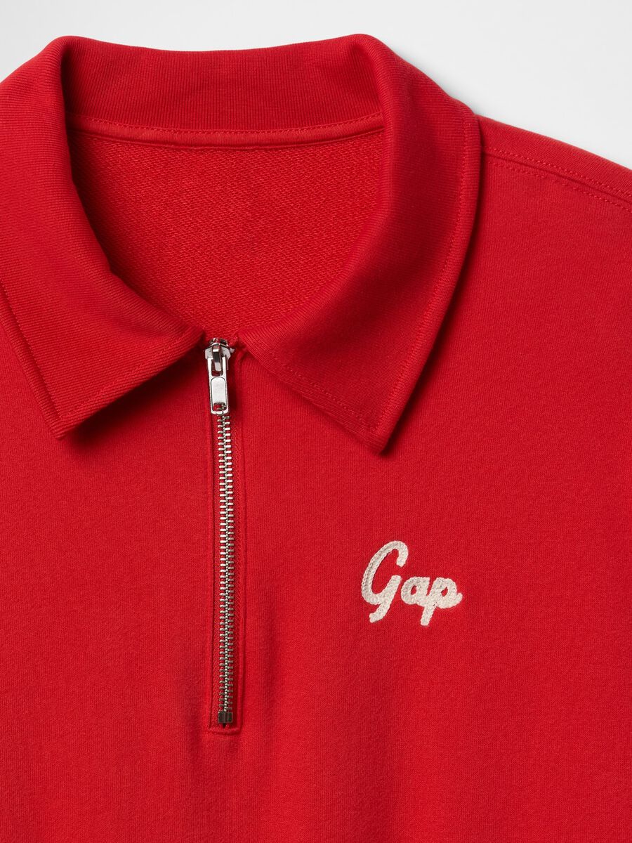 Red Gap Sweatshirt with Collar and Zip_4