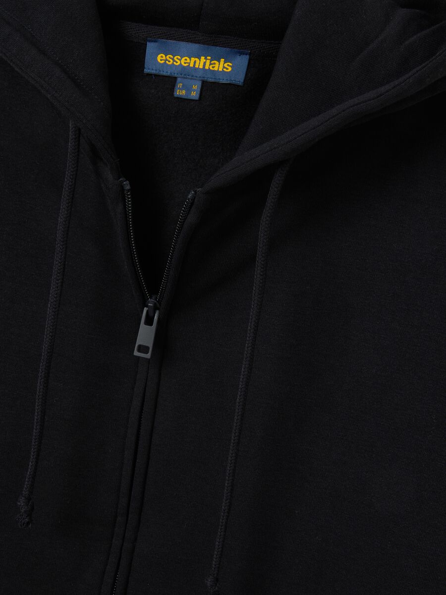 Felpa in misto cotone nero regular fit con zip_5