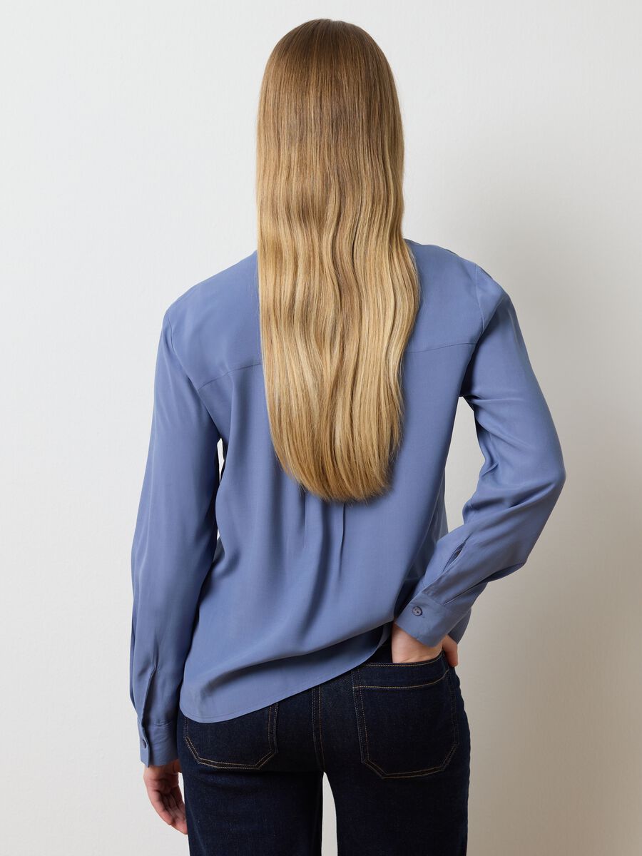 Blue regular fit shirt with ruffles_3