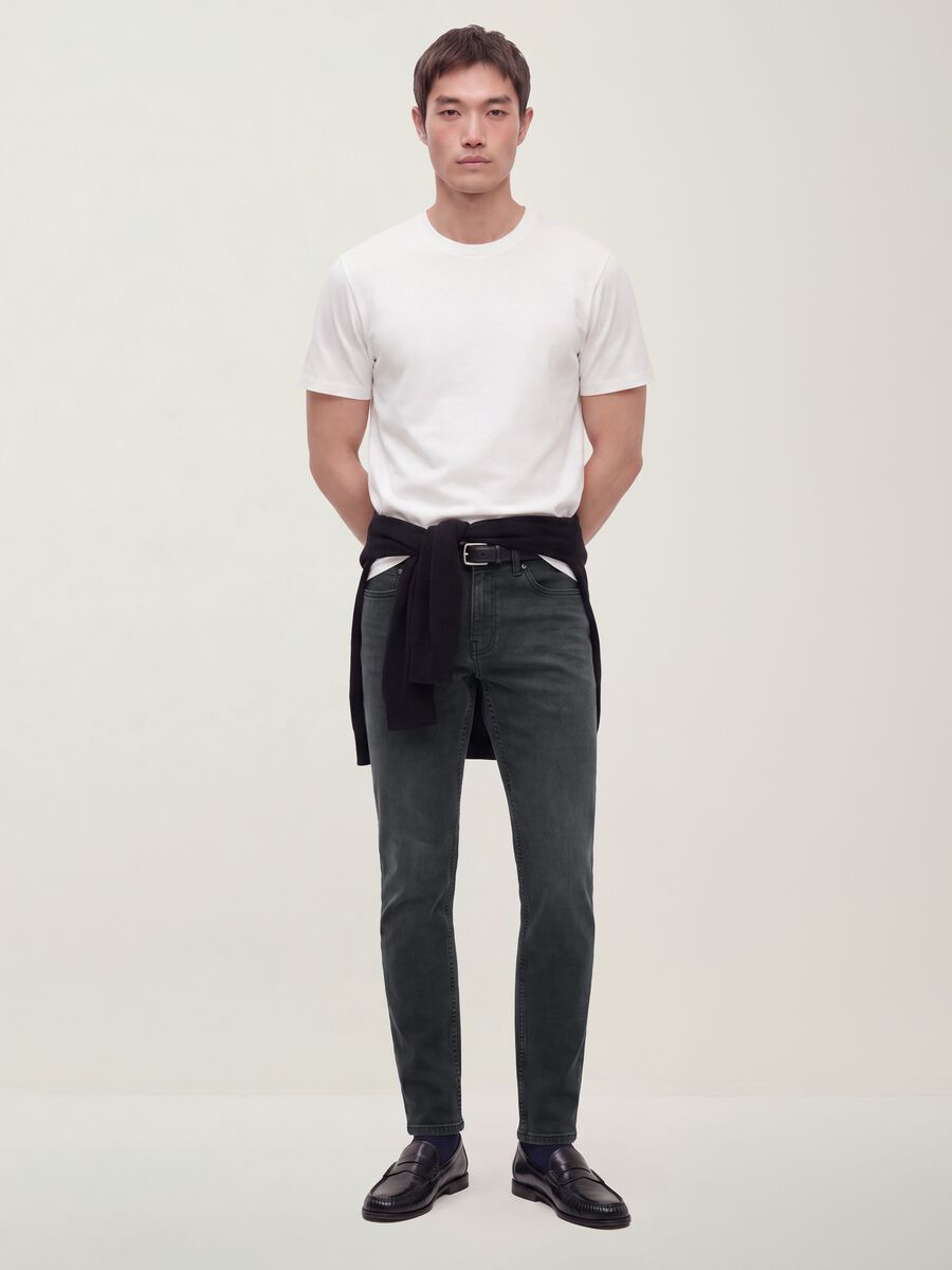 Jeans denim neri in cotone elasticizzato slim fit_0