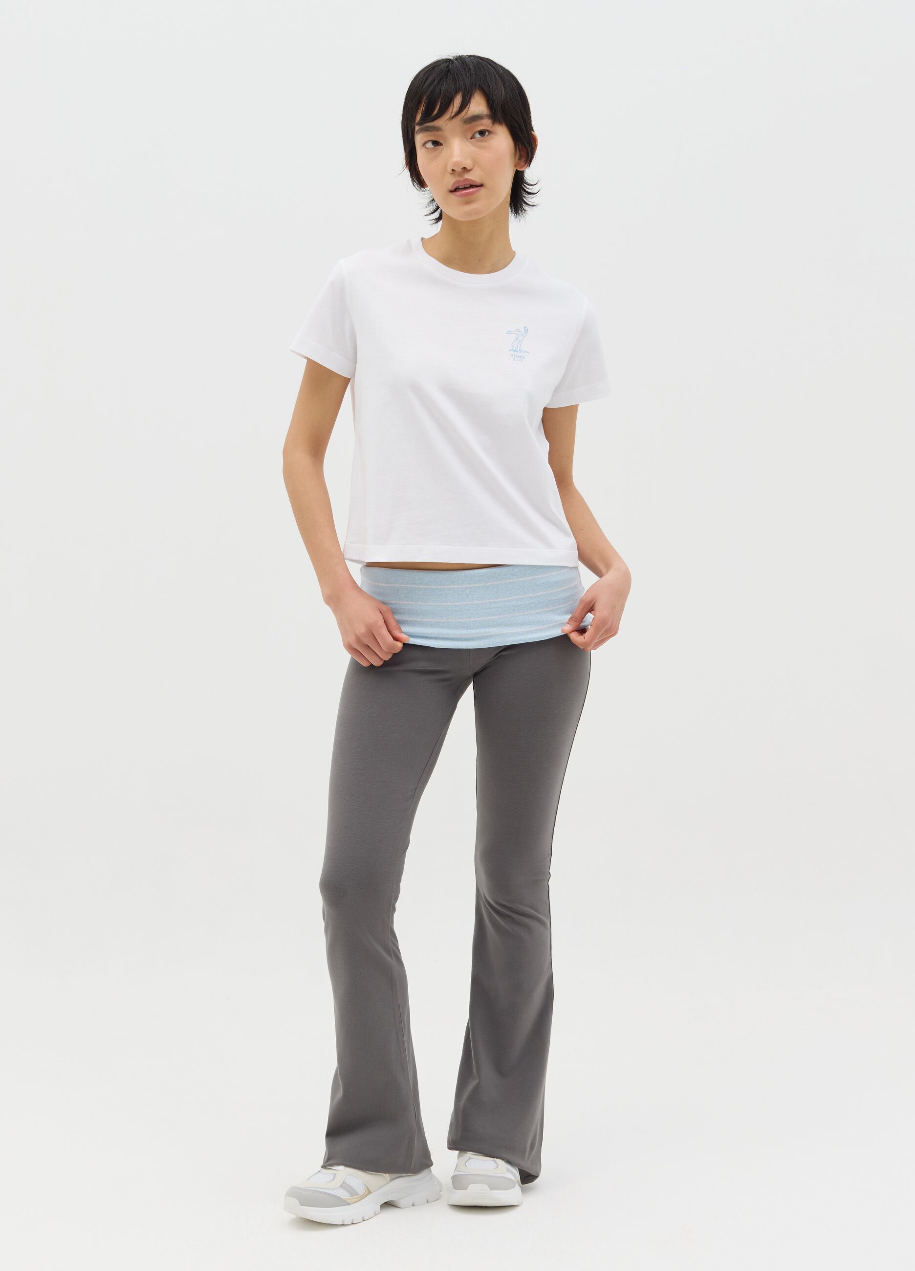 White boxy-fit T-shirt in cotton