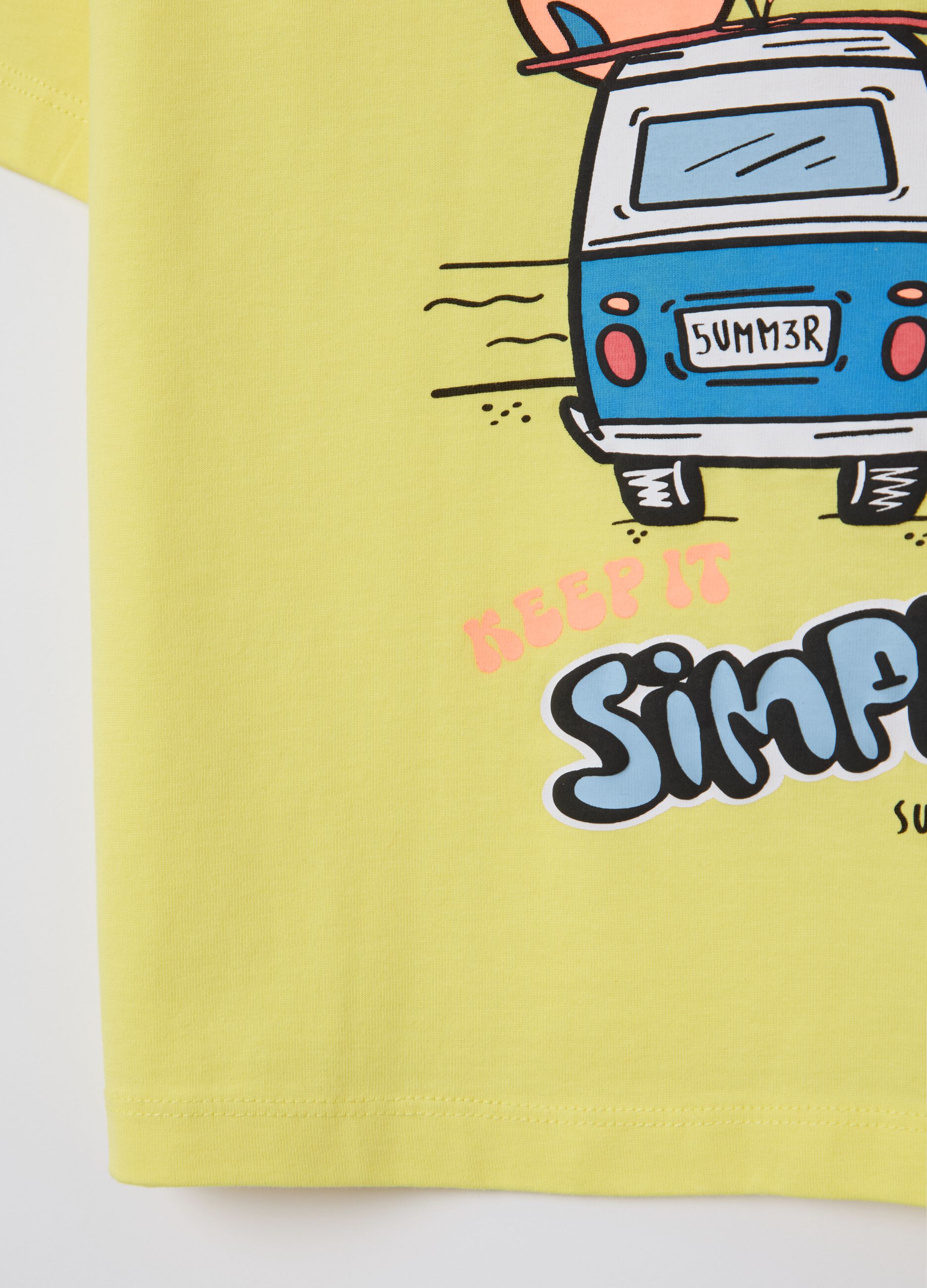 Yellow cotton T-shirt with "Keep it Simple" print
