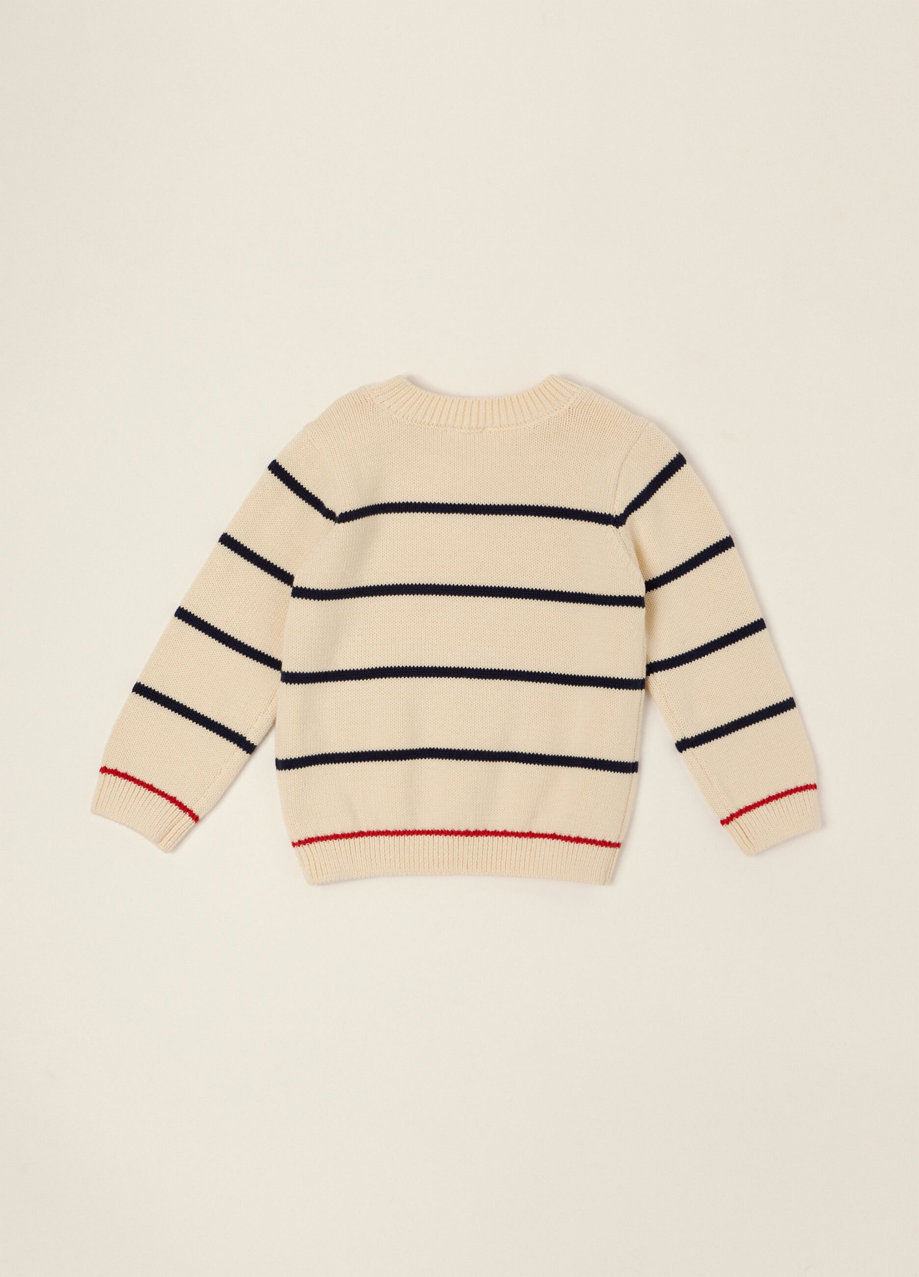 Beige striped cotton-blend baby jumper