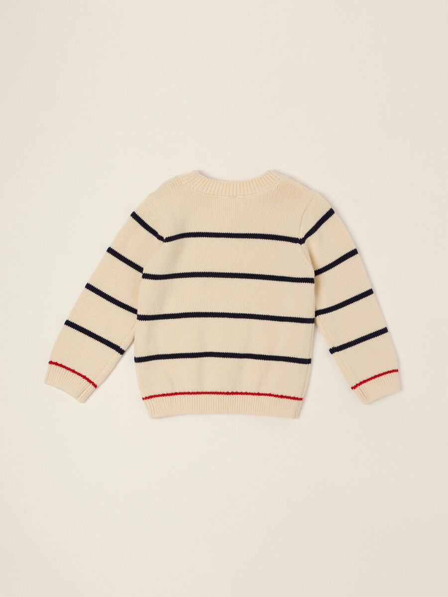Beige striped cotton-blend baby jumper_2
