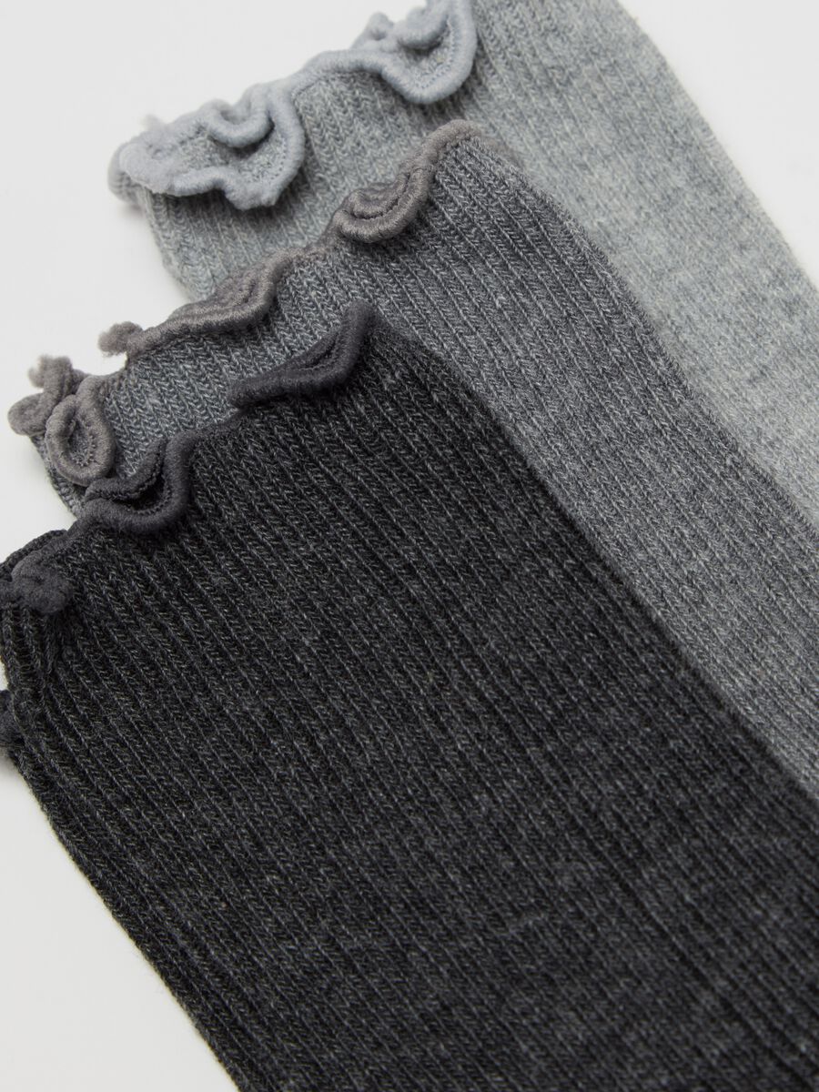 Three-pair pack short socks with gathered edging_1