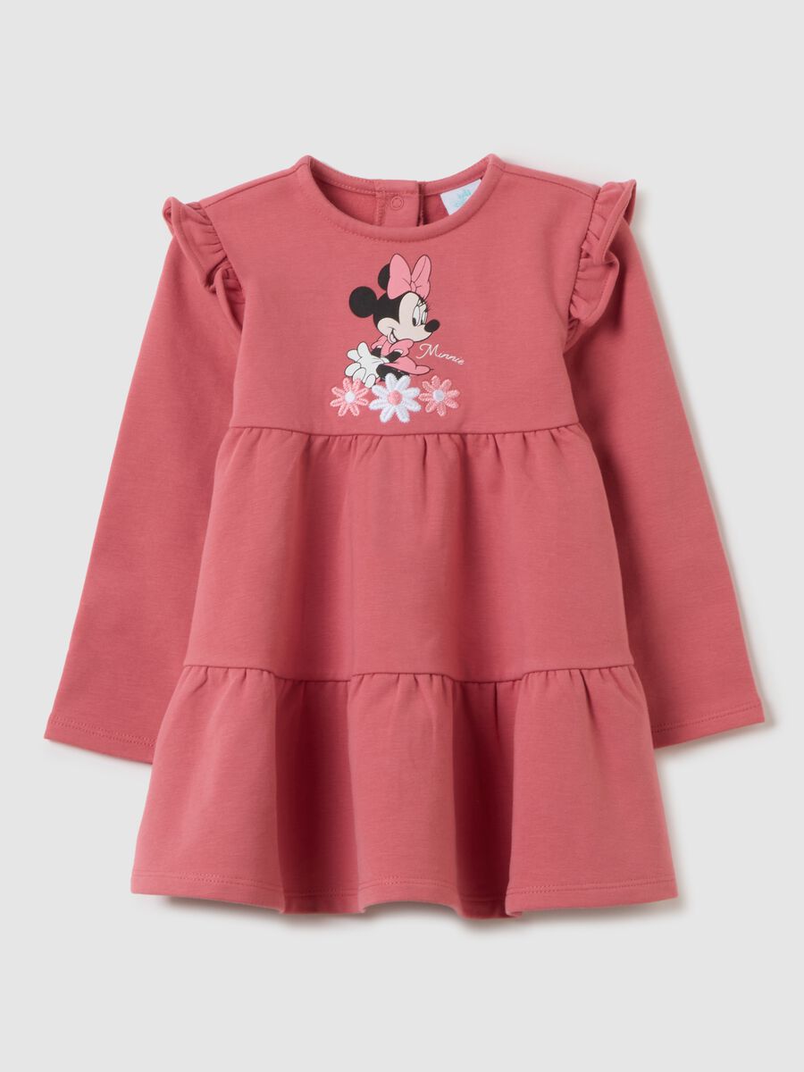 Pink Stretch Cotton Blend Girl's Dress_0