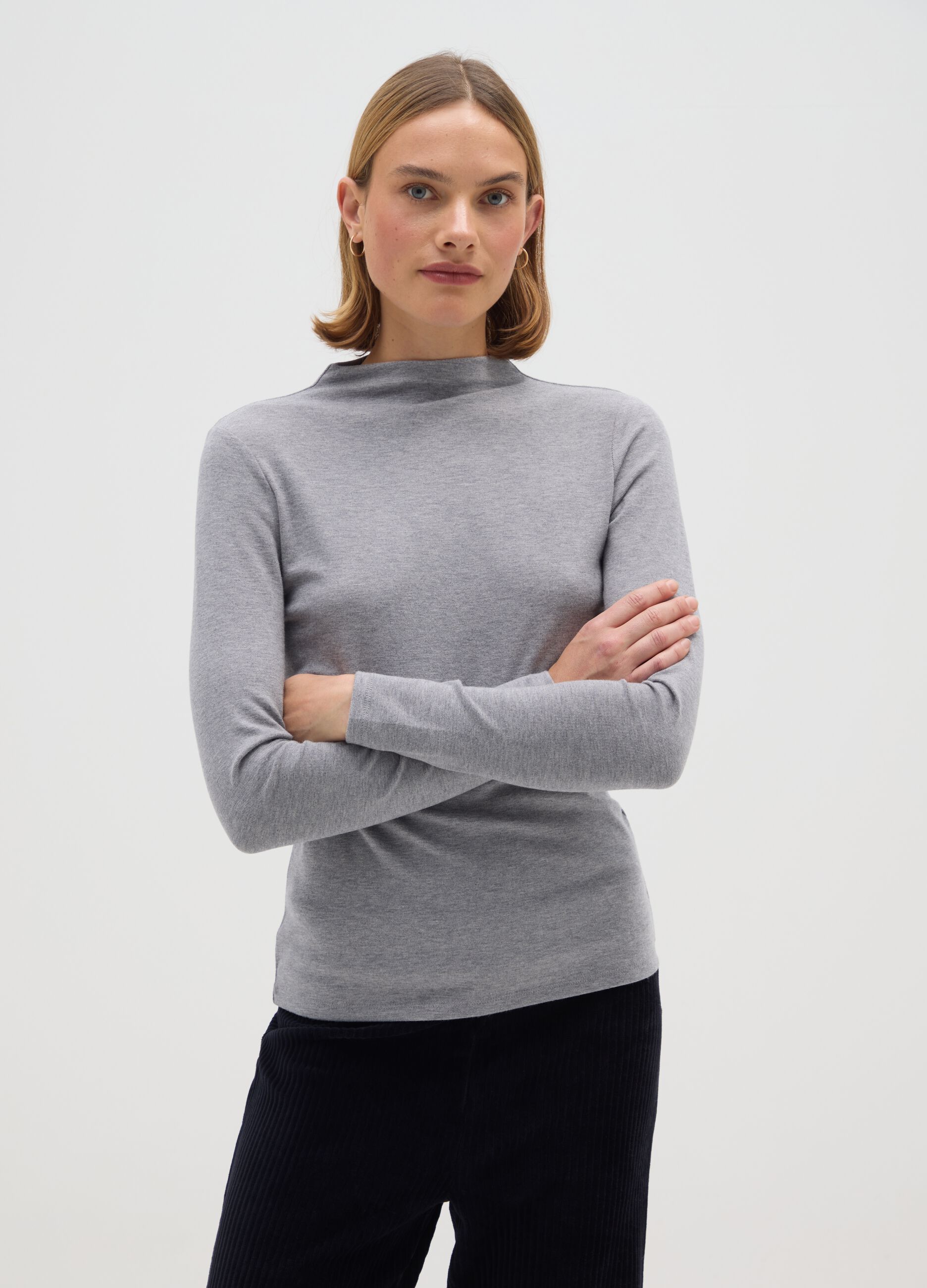 Grey regular fit long sleeve shirt
