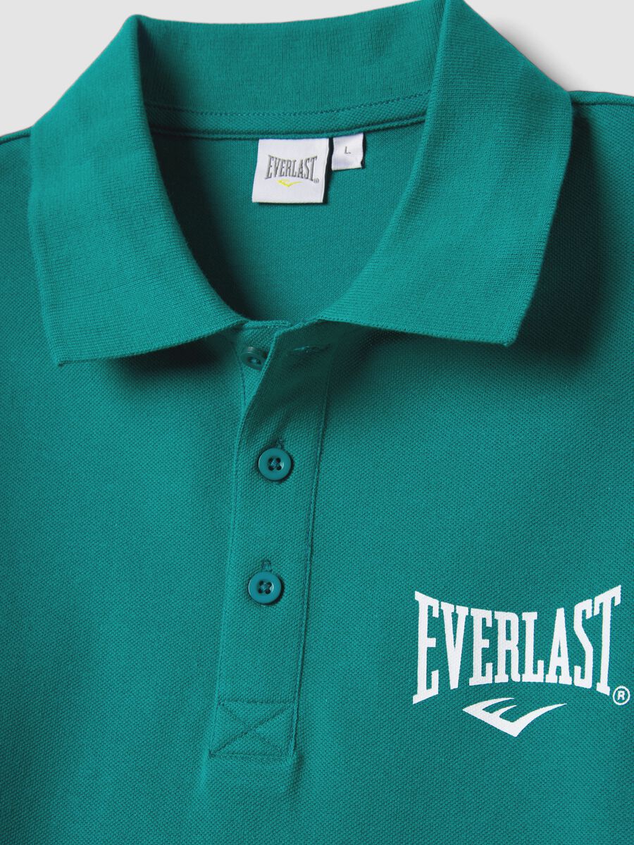 Short-sleeved pure cotton polo in green_5