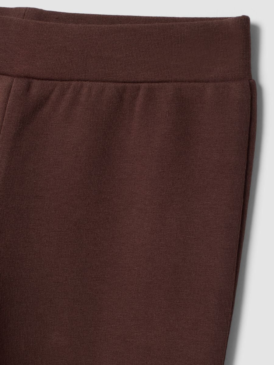 Leggings marroni flare in cotone elasticizzato_3