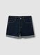 Dark blue stretch cotton denim shorts, regular fit_4