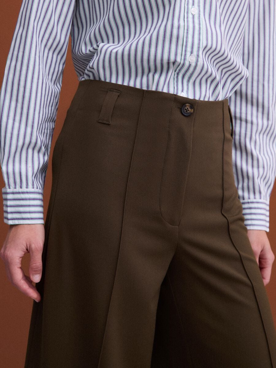 Green wide-leg stretch viscose chino trousers_2
