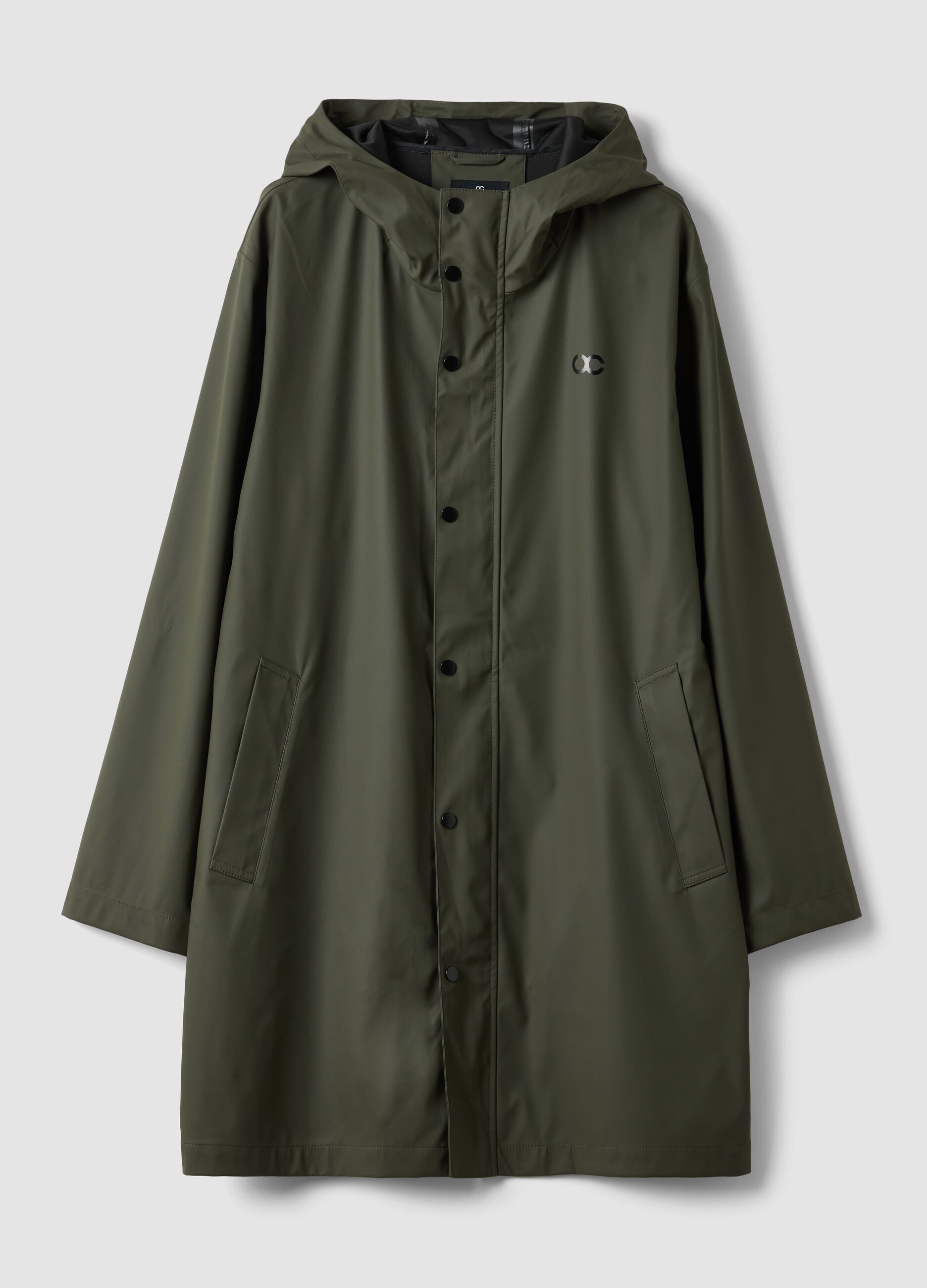 Green regular-fit raincoat with zip