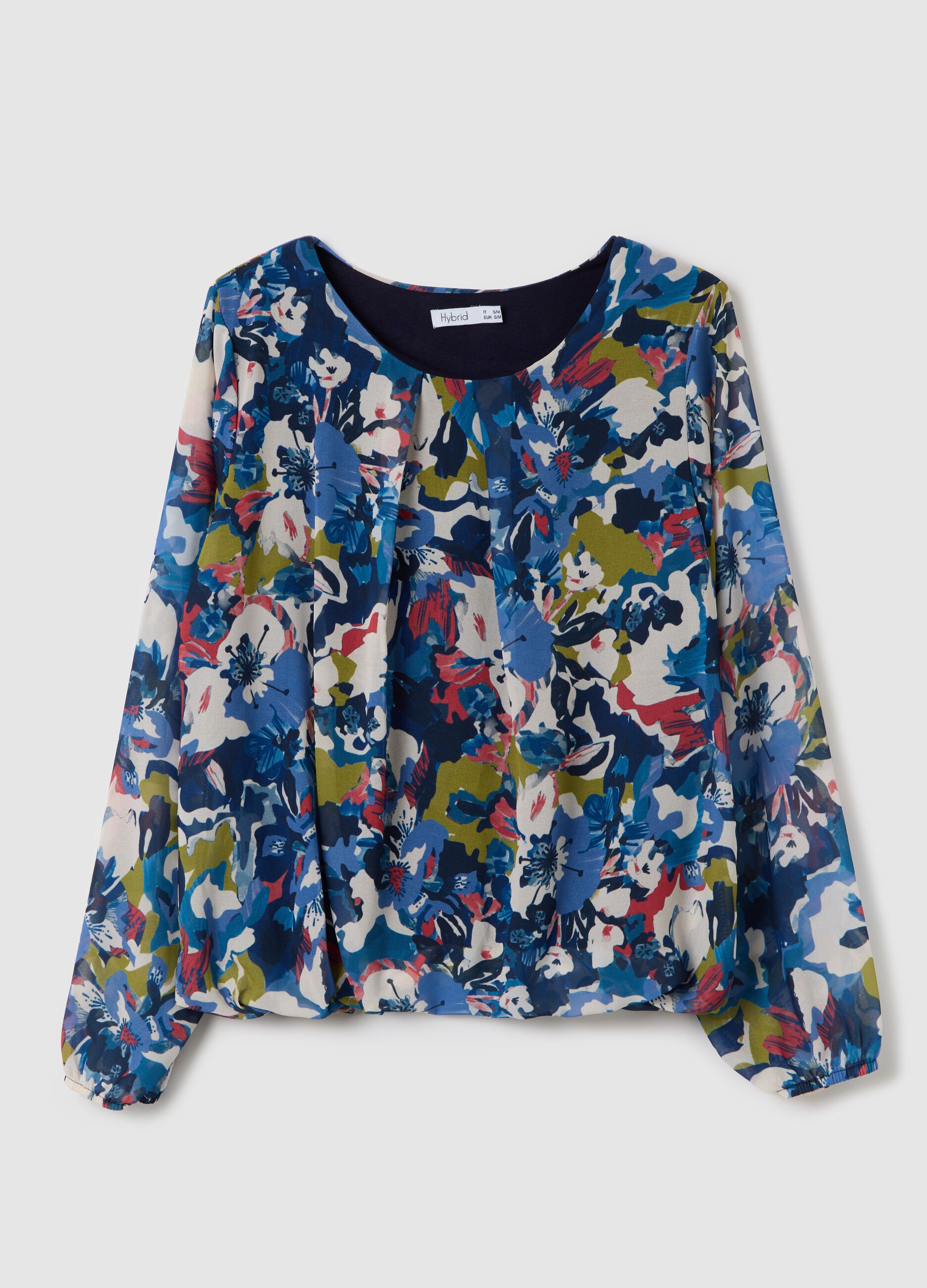 Long-sleeved blouse with floral print