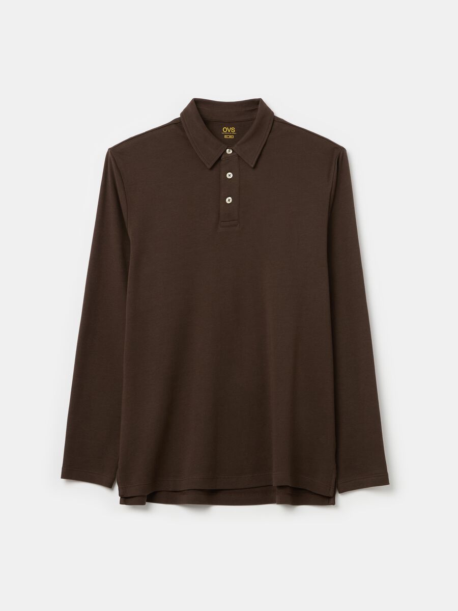 Cotton long-sleeved polo shirt_4