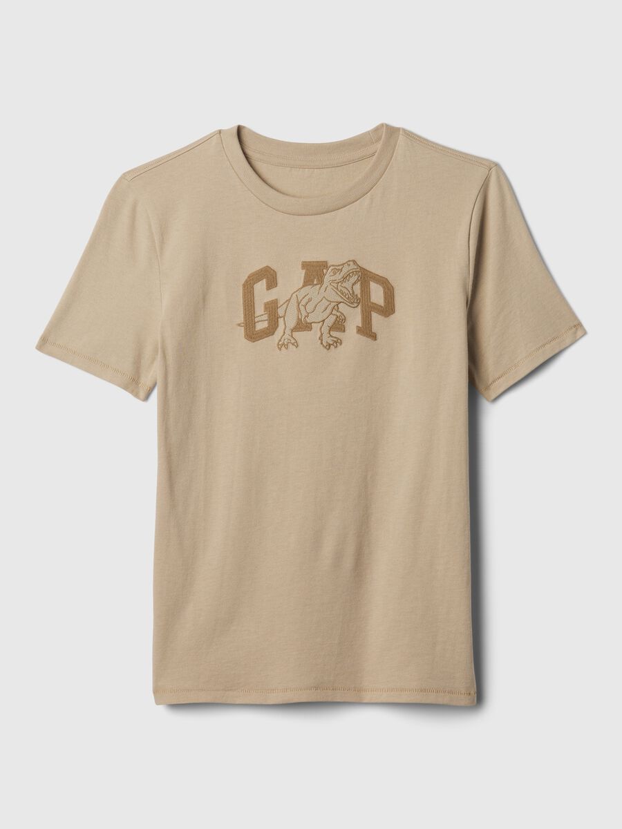 T-shirt in cotone con ricamo e logo_0