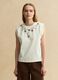 Sleeveless white cotton blend regular fit t-shirt with embroidery_2