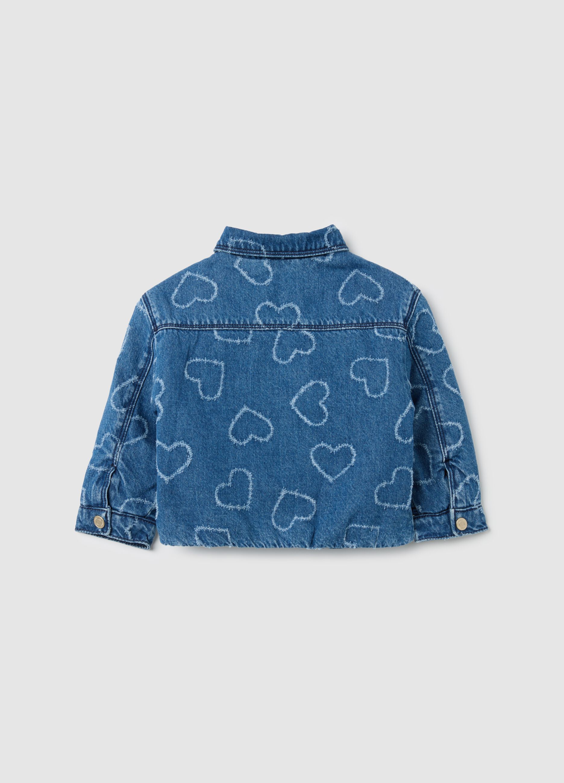 Girls' pure denim cotton jacket with hearts