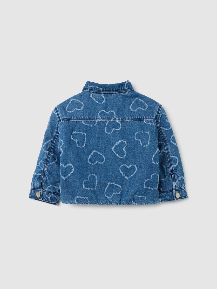Girls' pure denim cotton jacket with hearts_1