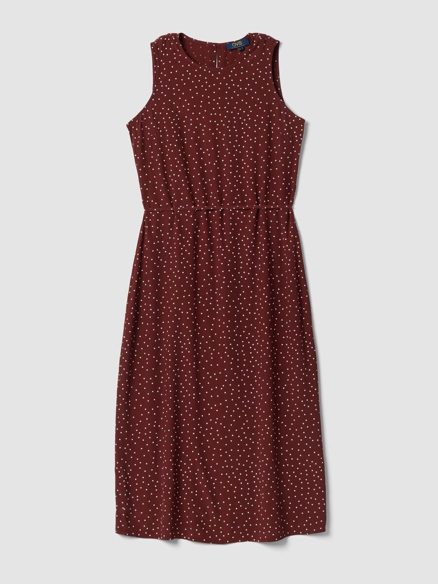 Red polka-dot pure viscose midi dress_4