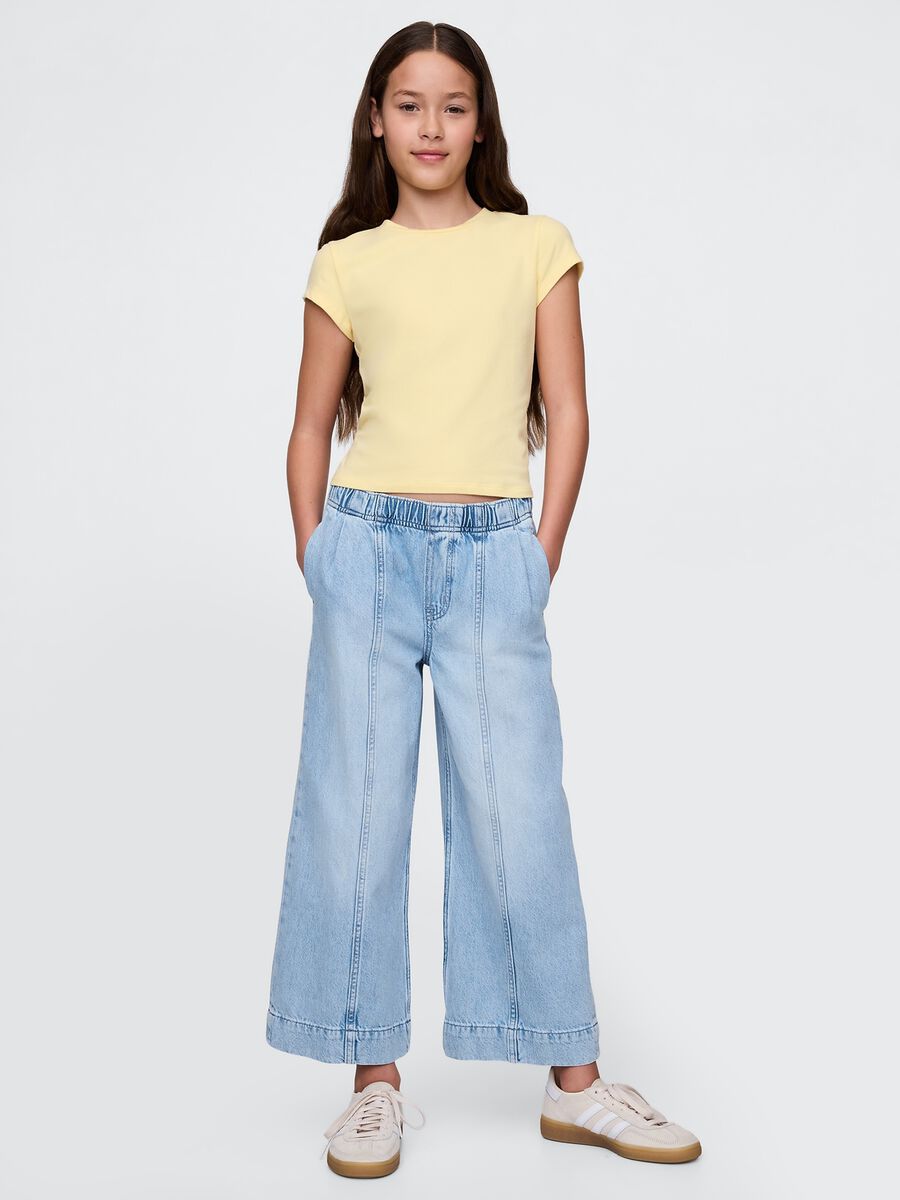 Wide-Leg Denim Trousers GAP Kids_0
