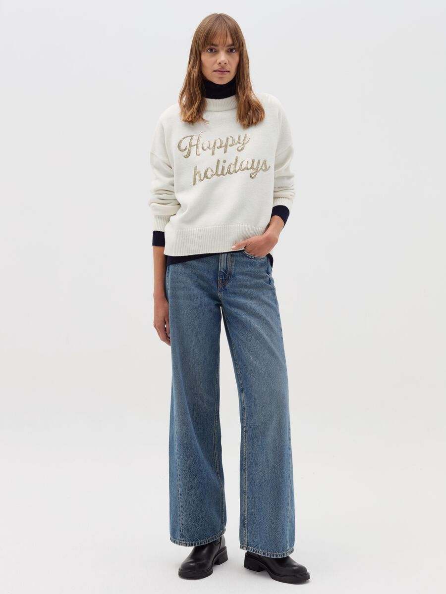“Happy Holidays" Christmas Jumper with sequins_1