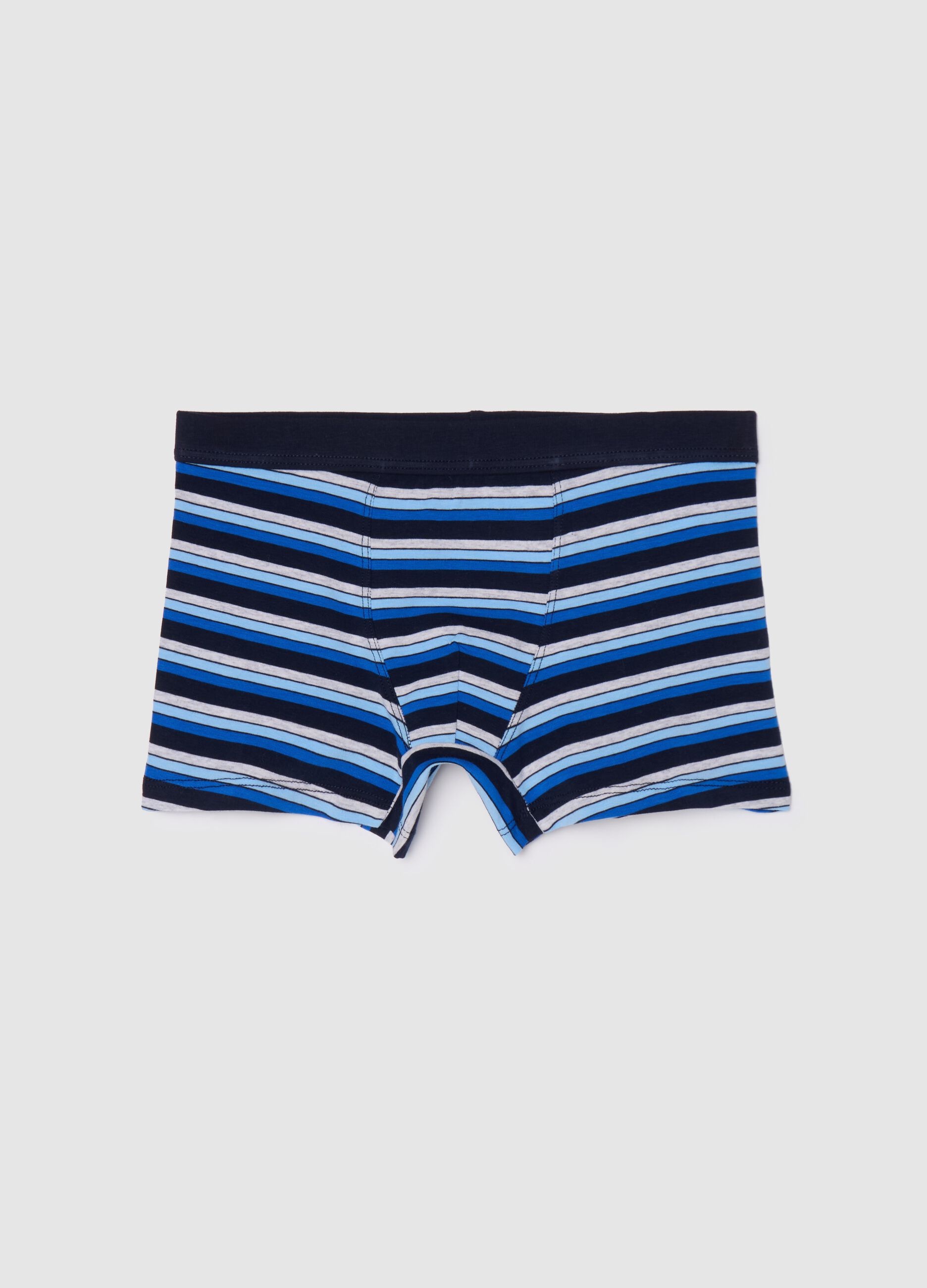 Stretch cotton boxer shorts with striped pattern