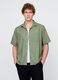 Short-sleeved green shirt in linen and cotton_0