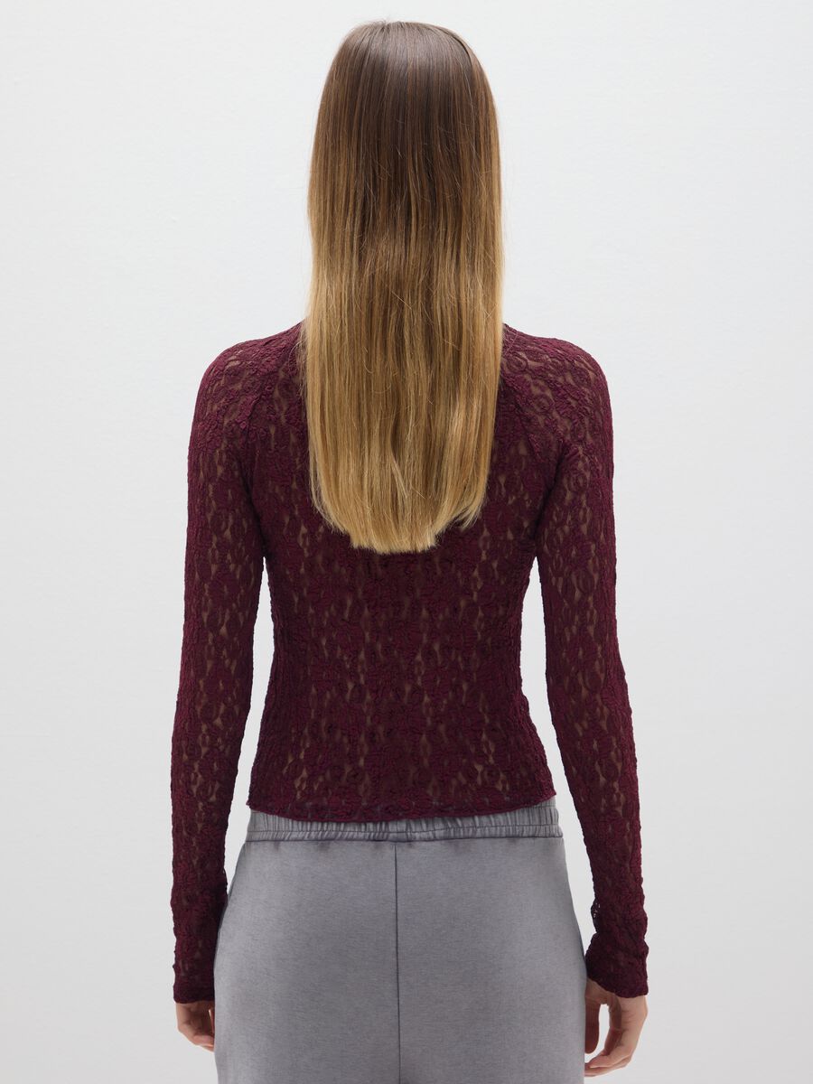 T-shirt rossa slim fit in pizzo_2