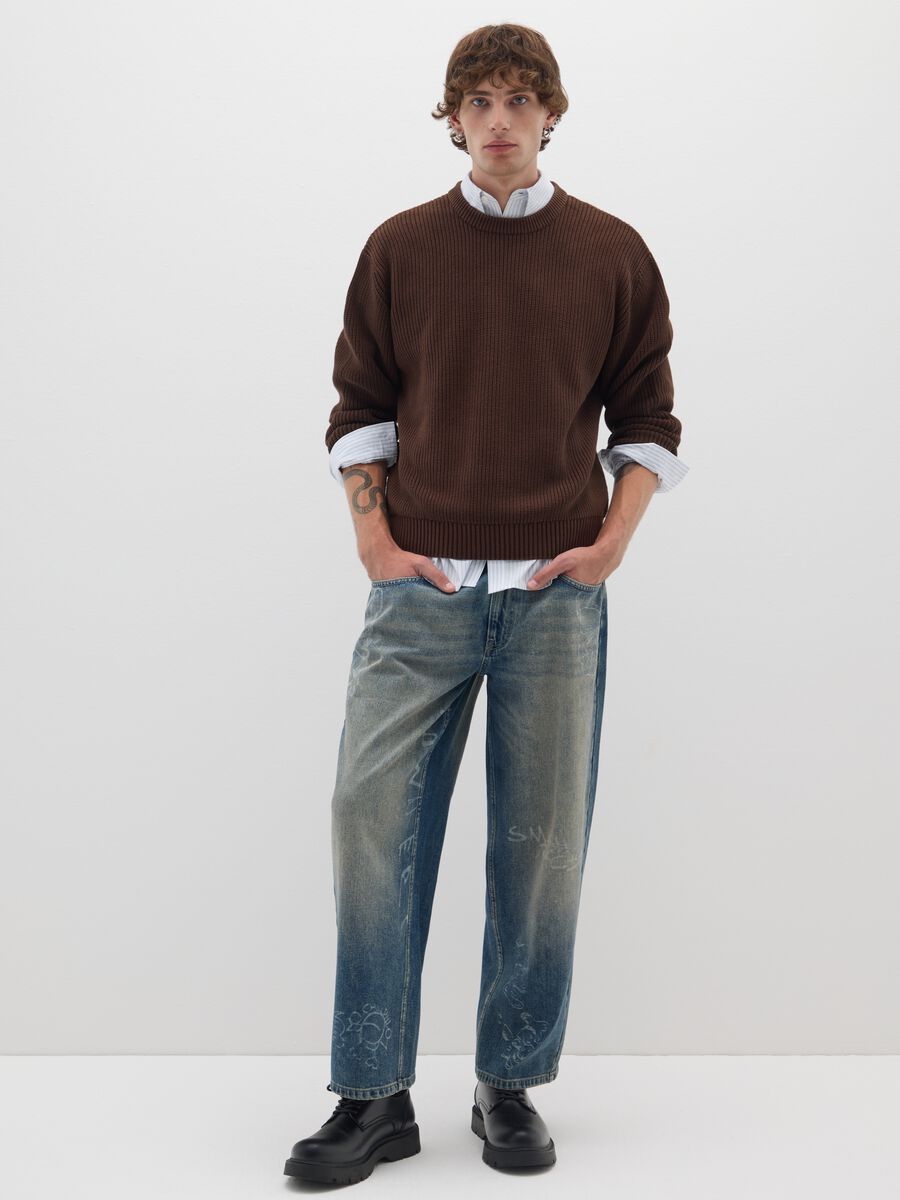 Jumper in puro cotone marrone regular fit_1