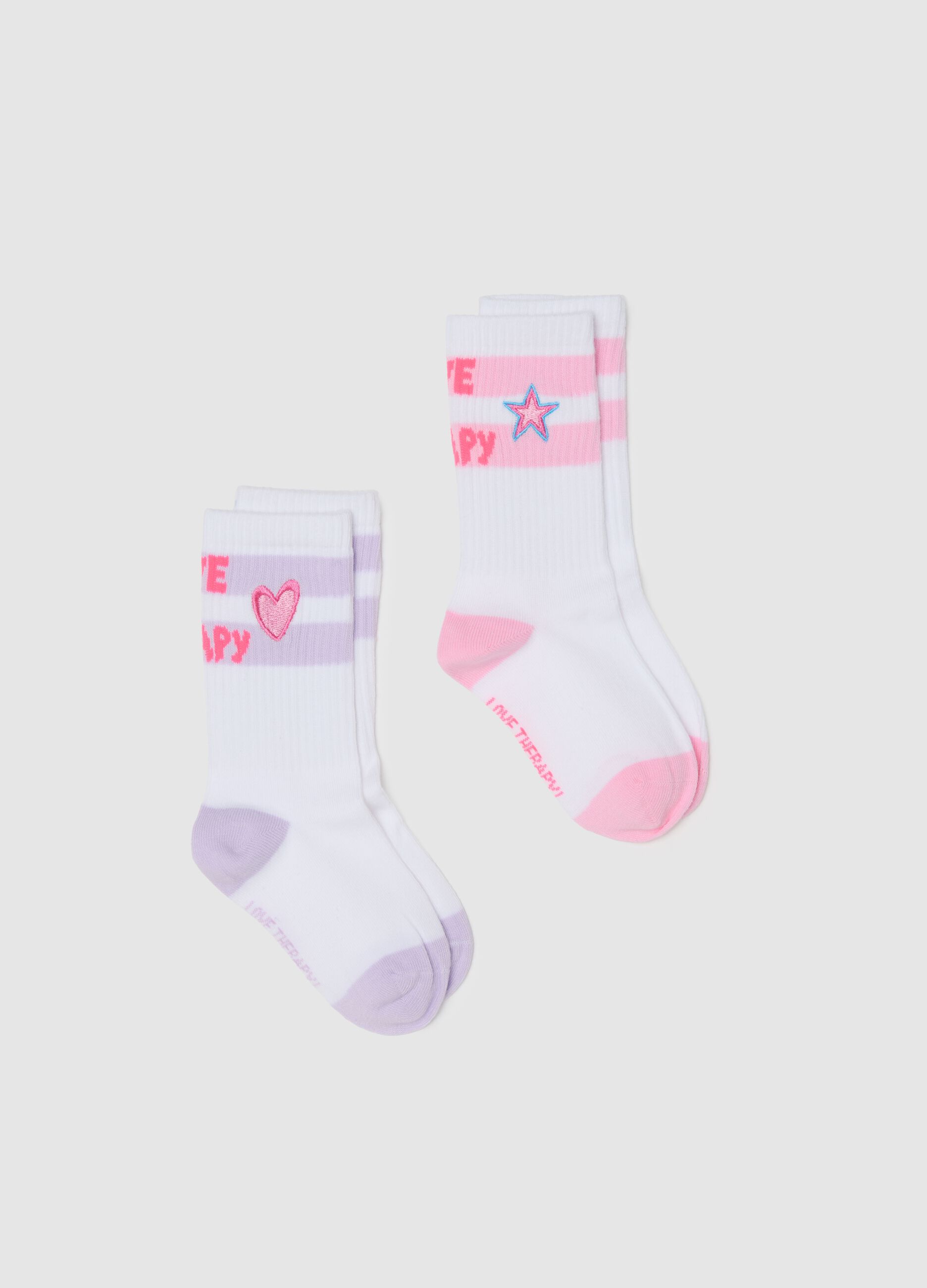 Girl's multicolour cotton blend ankle socks twin-pack
